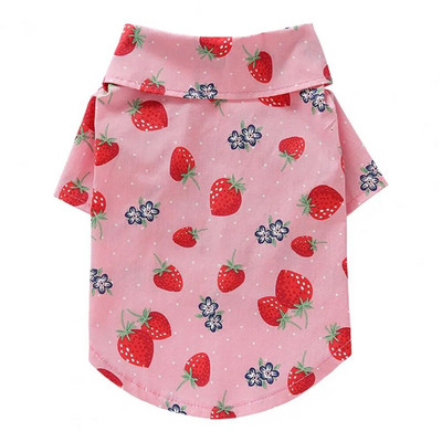 Vékony pamut kutya ing hajtóka nyakörv puha kutyablúz kényelmes gombos záródás cseresznye mintás kisállat kutya nyári pulóver mindennapi viselet