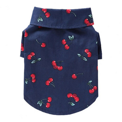 Vékony pamut kutya ing hajtóka nyakörv puha kutyablúz kényelmes gombos záródás cseresznye mintás kisállat kutya nyári pulóver mindennapi viselet