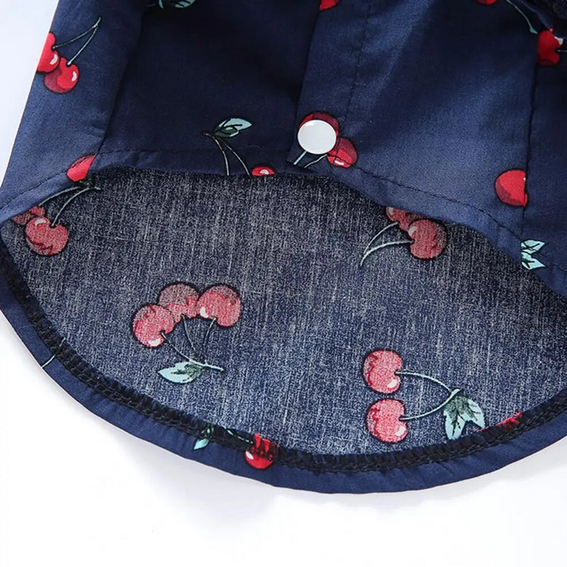 Vékony pamut kutya ing hajtóka nyakörv puha kutyablúz kényelmes gombos záródás cseresznye mintás kisállat kutya nyári pulóver mindennapi viselet