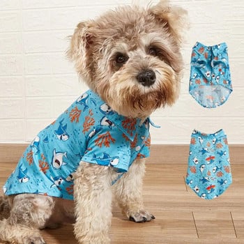 Прекрасно облекло за домашни любимци Костюм за кучета с живи цветове Меко дишащо облекло за риза с къс ръкав за домашни кучета