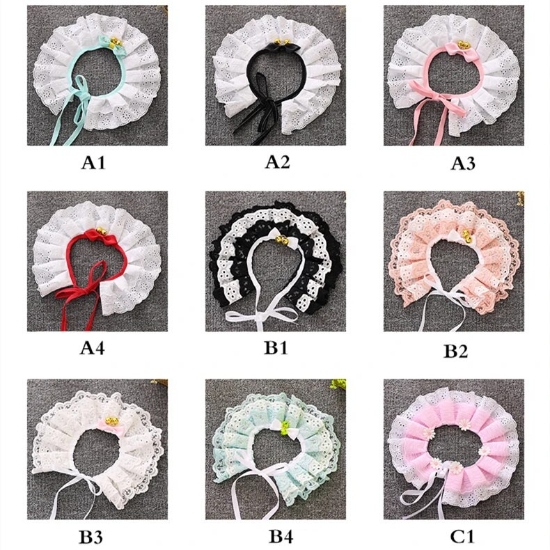 Κολιέ γάτας Κασκόλ κολιέ για κατοικίδια Σκύλος Λουλούδι Σαλιάρα Δαντέλα Λουλούδι με κουδούνια Ρυθμιζόμενη γάτα Αξεσουάρ γάμου σε στυλ Princess