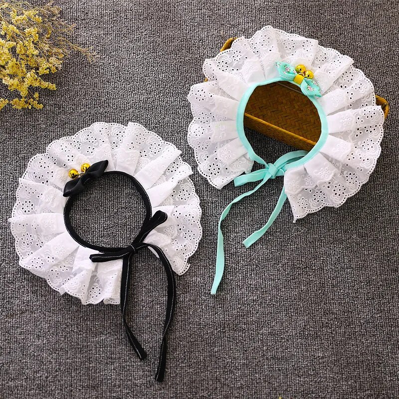 Κολιέ γάτας Κασκόλ κολιέ για κατοικίδια Σκύλος Λουλούδι Σαλιάρα Δαντέλα Λουλούδι με κουδούνια Ρυθμιζόμενη γάτα Αξεσουάρ γάμου σε στυλ Princess