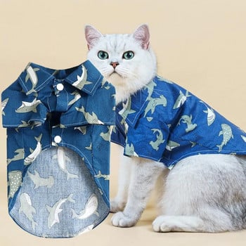 Прекрасна тениска за домашни любимци с къс ръкав, лятна риза с два крака, котка, удобна унисекс суичър за домашни любимци за ваканция