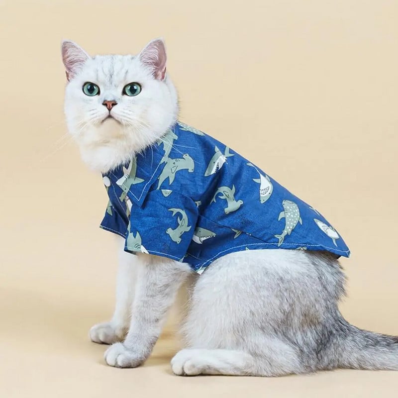 Lovely Pet T-shirt Κοντό μανίκι γάτα Καλοκαιρινό πουκάμισο με δύο πόδια Άνετο unisex φούτερ για κατοικίδια για διακοπές