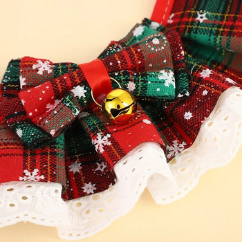 Коледен шал с яка за домашни любимци с малка червена зелена решетъчна щампа слюнка кърпа за котки Аксесоари за фестивал на малки кучета