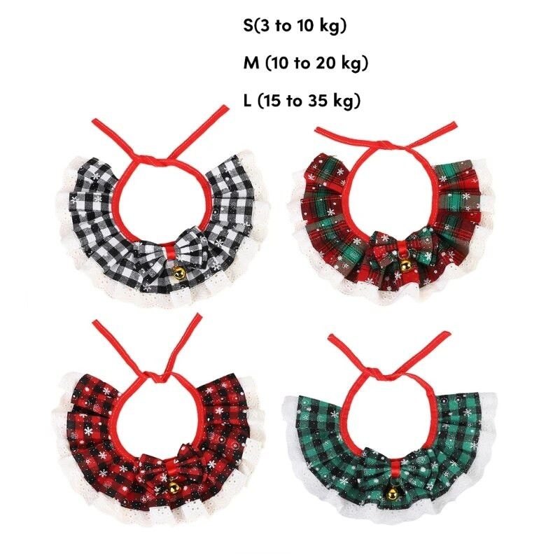 Χριστουγεννιάτικο κασκόλ γιακά για κατοικίδια με μικρό κόκκινο πράσινο δικτυωτό πετσέτα σάλιου για γάτες Αξεσουάρ κοστουμιών για το φεστιβάλ μικρού σκύλου