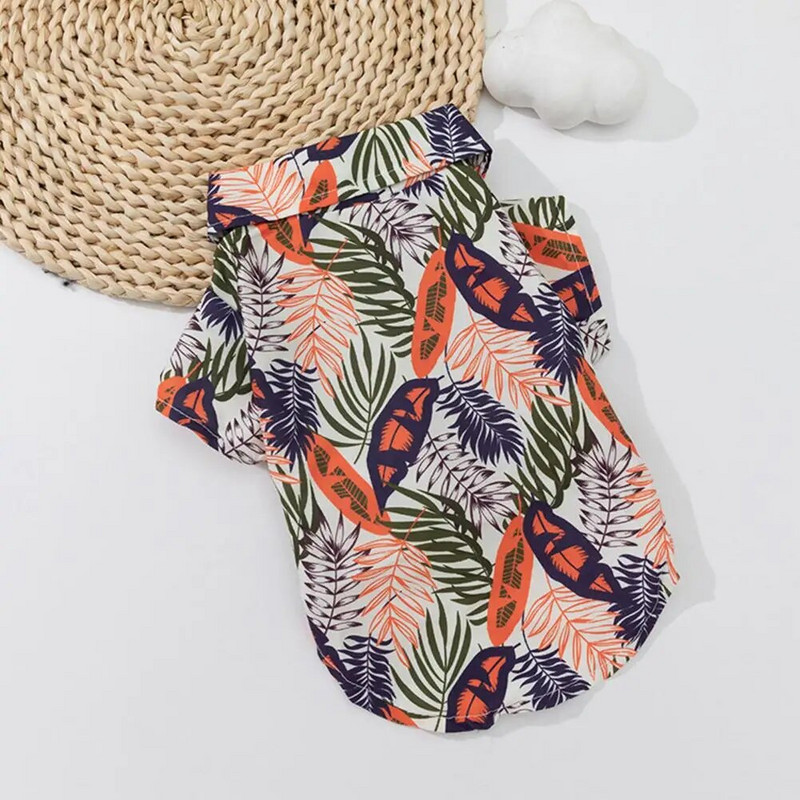 Stílusos tollnyomtatás kisállat kölyökkutya kétlábú ruhák rövid ujjú nyári kutyablúz rögzítőszalag mindennapi viselethez