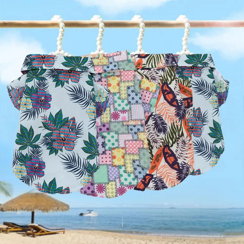 Stílusos tollnyomtatás kisállat kölyökkutya kétlábú ruhák rövid ujjú nyári kutyablúz rögzítőszalag mindennapi viselethez