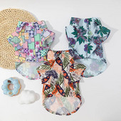 Υπέροχη καλοκαιρινή μπλούζα για σκύλους Εντυπωσιακή ταινία στερέωσης με κοντό μανίκι καλοκαιρινό πουκάμισο για κουτάβι