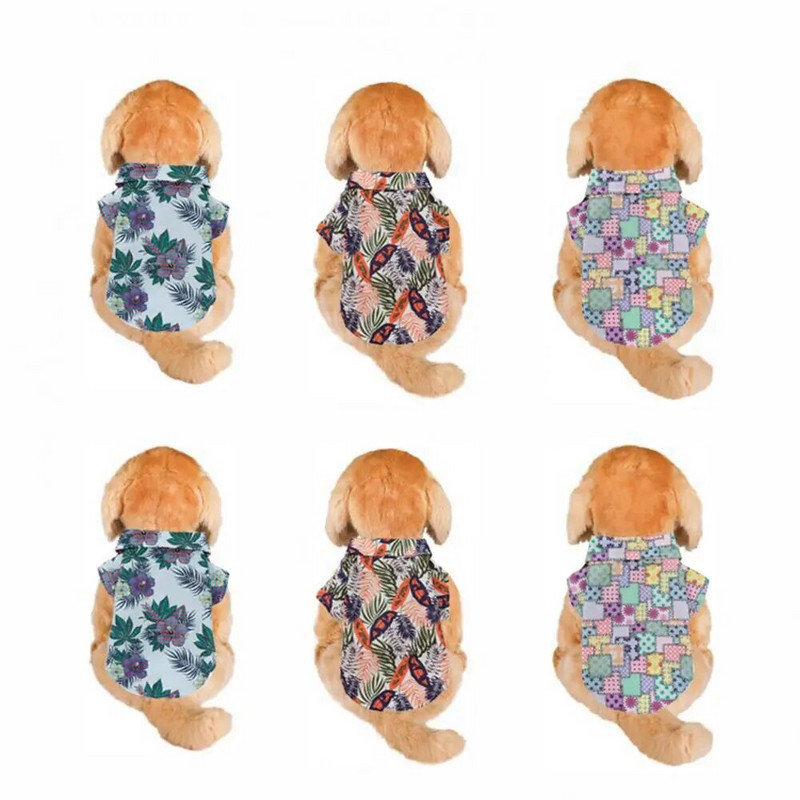 Υπέροχη καλοκαιρινή μπλούζα για σκύλους Εντυπωσιακή ταινία στερέωσης με κοντό μανίκι καλοκαιρινό πουκάμισο για κουτάβι