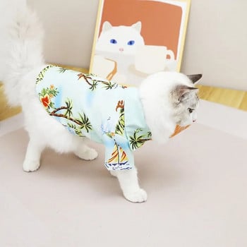 Модна лятна дишаща флорална риза за пътуване от полиестерни влакна, котка, кученце, къси ръкави, костюм за домашни любимци, дрехи за кучета