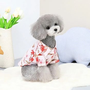 Καλοκαιρινό αναπνεύσιμο λουλουδάτο για ταξίδια πουκάμισο από πολυεστερικές ίνες για κουτάβι με κοντό μανίκι Στολή για κατοικίδια Ρούχα για σκύλους