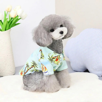 Καλοκαιρινό αναπνεύσιμο λουλουδάτο για ταξίδια πουκάμισο από πολυεστερικές ίνες για κουτάβι με κοντό μανίκι Στολή για κατοικίδια Ρούχα για σκύλους