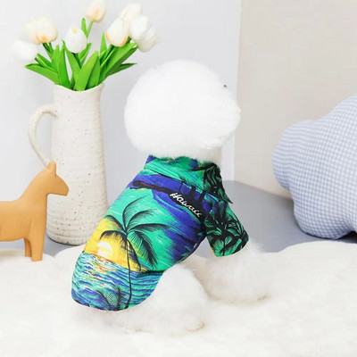 Moodne suvine hingav lilleline reisimiseks Polüesterkiust kassisärk kutsika lühikeste varrukatega lemmikloomade kostüüm koerte riided
