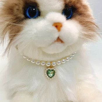 Ρυθμιζόμενο κολιέ με μαργαριτάρια κατοικίδιων ζώων για γάτες Gotas Animals Fashion Rhinestones Sphynx Cat Collar Kitten Dog collier chat