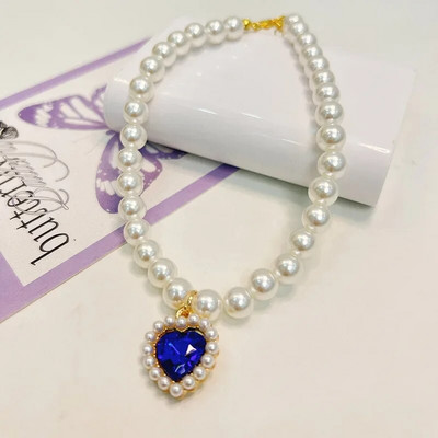 Regulējami mājdzīvnieku pērļu kaklarotas aksesuāri kaķiem Gotas Dzīvnieki Mode Rhinestones Sfinksa Kaķa kaklasiksna Kaķēns Suņu čats