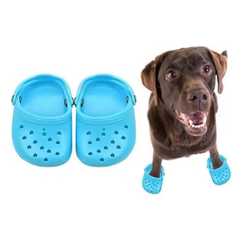 Обувки за дъжд за домашни кучета Противохлъзгащи се обувки за малки кучета Сладка чихуахуа пролет лято дишащи меки мрежести сандали за кучета