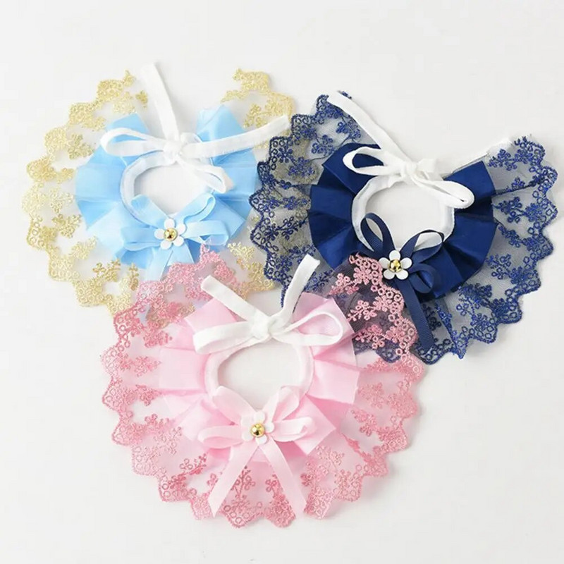 Φουλάρι σάλιου γάτας Ρυθμιζόμενο σχέδιο με φιόγκο με κόμπο για γατάκι Διακοσμητικές σαλιάρες που τραβούν τα βλέμματα για σκύλους Γάτες δαντέλες ψευδείς μπαντάνα για κατοικίδια