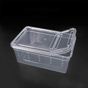 1 бр. Пластмасов терариум 19 см x 12,5 см x 7,5 см за влечуги, паяк, прозрачна пластмасова кутия за хранене, контейнер за храна за насекоми