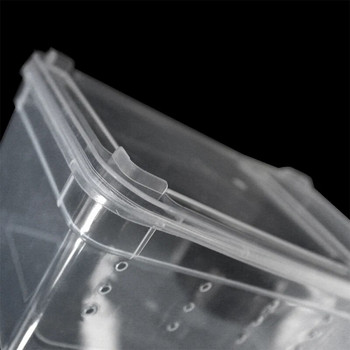 1 бр. Пластмасов терариум 19 см x 12,5 см x 7,5 см за влечуги, паяк, прозрачна пластмасова кутия за хранене, контейнер за храна за насекоми