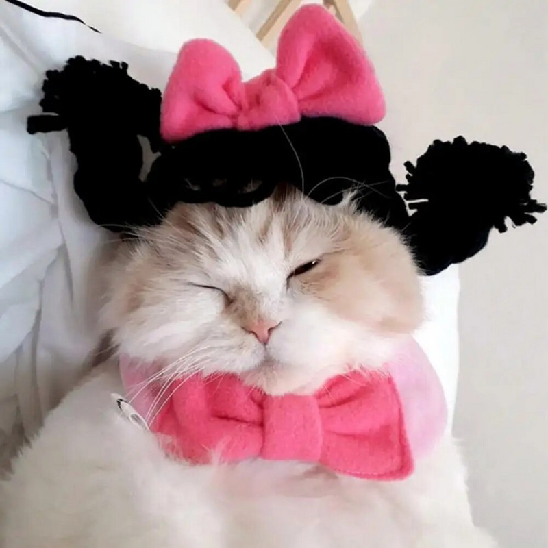 Καπέλο κεφαλής γάτας μαλακό νήματα αναπνεύσιμο νήμα κουκούλα γατούλας Στήριγμα διάταξης κεφαλής κουκούλας διπλής περιστροφής Κουτάβια Αξεσουάρ κεφαλής για κατοικίδια
