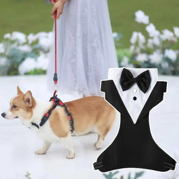 Официален сватбен костюм за кучета с пръстен за каишка Дрехи за смокинг за кучета Меки дишащи смокинги за кучета Костюм за сватбени партита за малки и средни кучета