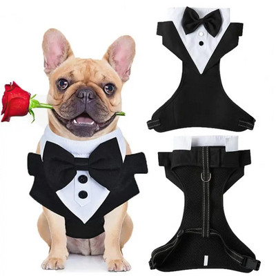 Formal Dog Wedding Suit with Leash Ring Dog Tuxedo Clothes Soft Breathable Dogs Tuxedo Wedding Party Suit for Small Medium Dogs