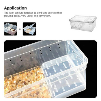 Кутия за хранене на земноводни Пластмасов контейнер за влечуги Резервоар за костенурка Аквариум Местообитание за влечуги Терариуми Платформа Дом за костенурки