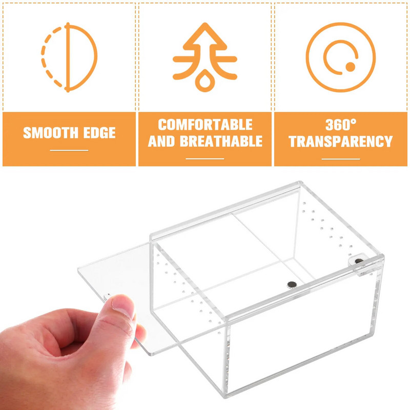 1Pc Reptile Box Breeding Tank Feeding Forterrarium Διάφανο περίβλημα θήκης κοντέινερ Κρίκετ Isolated Crab Tarantula Habitat