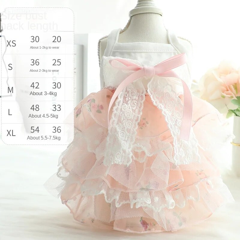 Odjeća za pse Ljetna tanka mačka Suknja od kolača od šifona Princeza Veleprodaja Odjeća za kućne ljubimce za male pse Haljine za pse