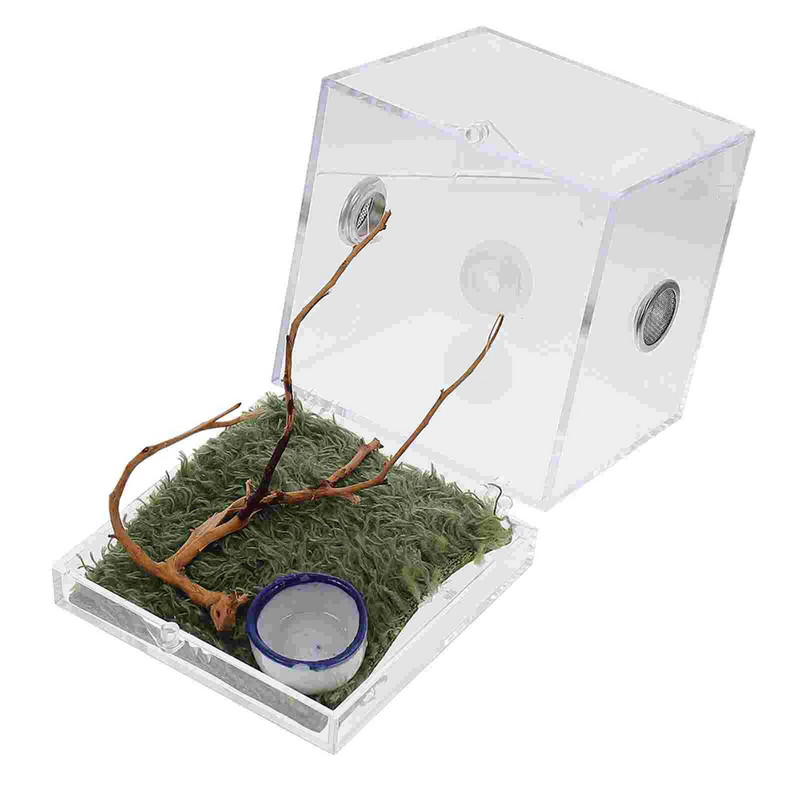 2 Σετ Σαλιγκάρια Jumping Spider Breeding Box Μίνι πλαστικό ζωάκια Terrapin Tank Ακρυλικό κλουβί εντόμων