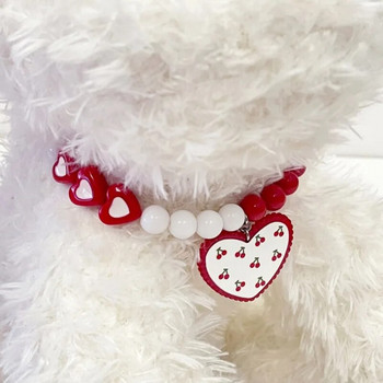 Pet Love Cherry Necklace Dog Bear Колие Нашийник Котка Куче Камбанка Колие Декорация Ръчно изработени череши Зоотовары Аксесоари за кучета