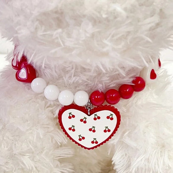 Pet Love Cherry Necklace Dog Bear Колие Нашийник Котка Куче Камбанка Колие Декорация Ръчно изработени череши Зоотовары Аксесоари за кучета