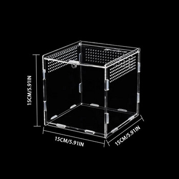 7X8X10CM прозрачна кутия за отглеждане на влечуги Акрилна кутия за хранене 360-градусов висок прозрачен магнитен терариум за катерене на домашни любимци