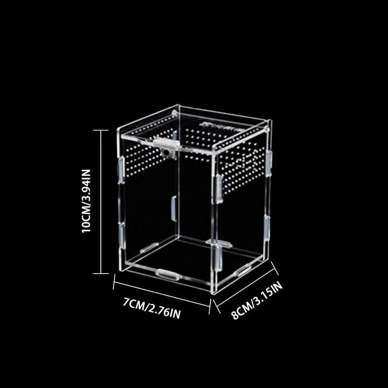 7X8X10CM prozirna kutija za uzgoj gmazova Akrilna kutija za hranjenje 360 stupnjeva visoka prozirna magnetna terarija za penjanje kućnih ljubimaca