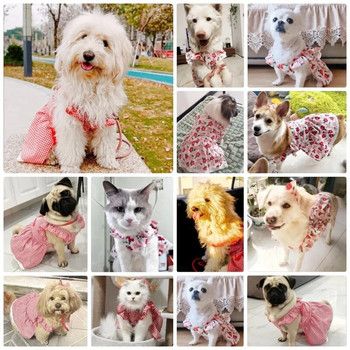 Ρούχα για σκύλους κατοικίδιων ζώων για μικρά σκυλιά Καλοκαιρινό φόρεμα για σκύλους τύπωμα μόδας φούστα πριγκίπισσας κουταβιού Χαριτωμένο φόρεμα γάτας με μανίκια γάτας Κοστούμια για σκύλους κατοικίδιων