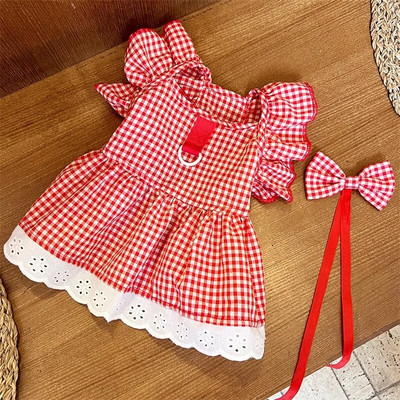Mājdzīvnieku suņu apģērbi maziem suņiem Vasaras suņu kleitas Modes Drukāt Kucēnu Princeses Svārki Jauki Lidojoši Piedurknes Kaķu kleita Mājas suņa kostīmi