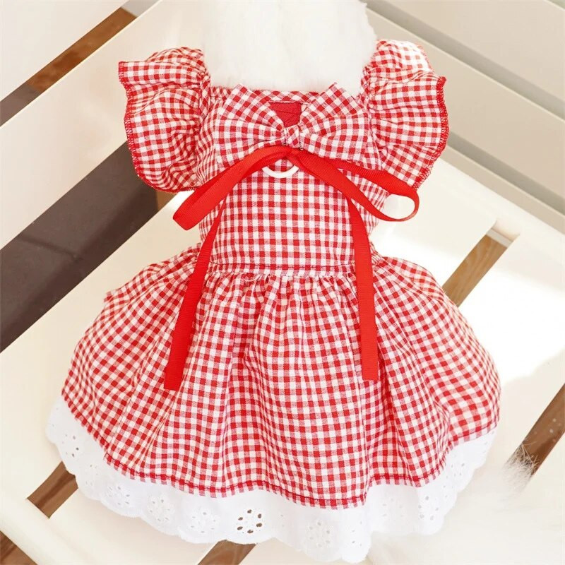 Lemmikloomakoerte riided väikestele koertele Suvine koerakleit Moodprint Kutsika Printsessi Seelik Armas Lendav Varrukas Kassikleit Lemmikkoera kostüümid