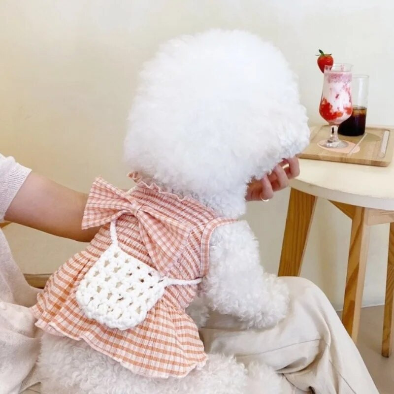 Lemmiklooma koera seelik Mood Koera ruuduline Kleit Kutsikas Printsess Seelik Suvine Kassi Kleit Pehme Lemmiklooma Kassipoja Riietus Chihuahua koera riided