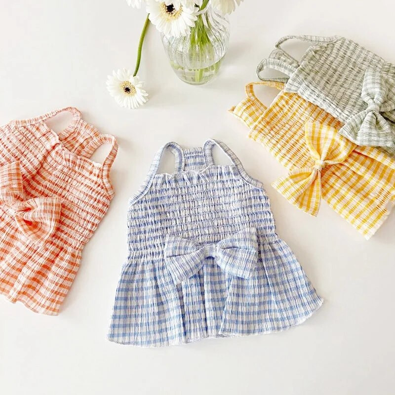 Lemmiklooma koera seelik Mood Koera ruuduline Kleit Kutsikas Printsess Seelik Suvine Kassi Kleit Pehme Lemmiklooma Kassipoja Riietus Chihuahua koera riided