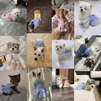 Μόδας σκύλος καρό φόρεμα φιόγκος για κουτάβι Πριγκίπισσα φούστα Καλοκαιρινό φόρεμα γάτας Μαλακό ένδυμα κατοικίδιο ζώο γατάκι Τσιουάουα Ρούχα σκύλου Φούστα για κατοικίδια