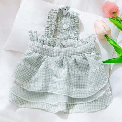 Modes suņu rūtainu kleitu bante kucēnam princeses svārki Vasaras kaķu kleita mīksta mājdzīvnieku kaķēnu apģērbi Čivavas suņu apģērbi Mājas suņa svārki