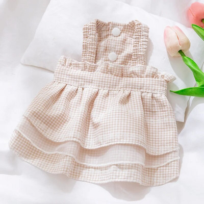 Modes suņu rūtainu kleitu bante kucēnam princeses svārki Vasaras kaķu kleita mīksta mājdzīvnieku kaķēnu apģērbi Čivavas suņu apģērbi Mājas suņa svārki