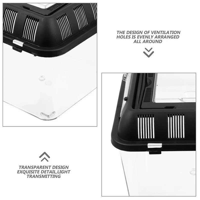 Gyvūnų mažų naminių gyvūnėlių veisimo dėžė, skirta vėžlių bakui, plastikinio konteinerio narvelio ekranas Skaidri roplių buveinė