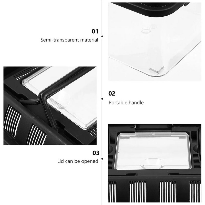 Gyvūnų mažų naminių gyvūnėlių veisimo dėžė, skirta vėžlių bakui, plastikinio konteinerio narvelio ekranas Skaidri roplių buveinė