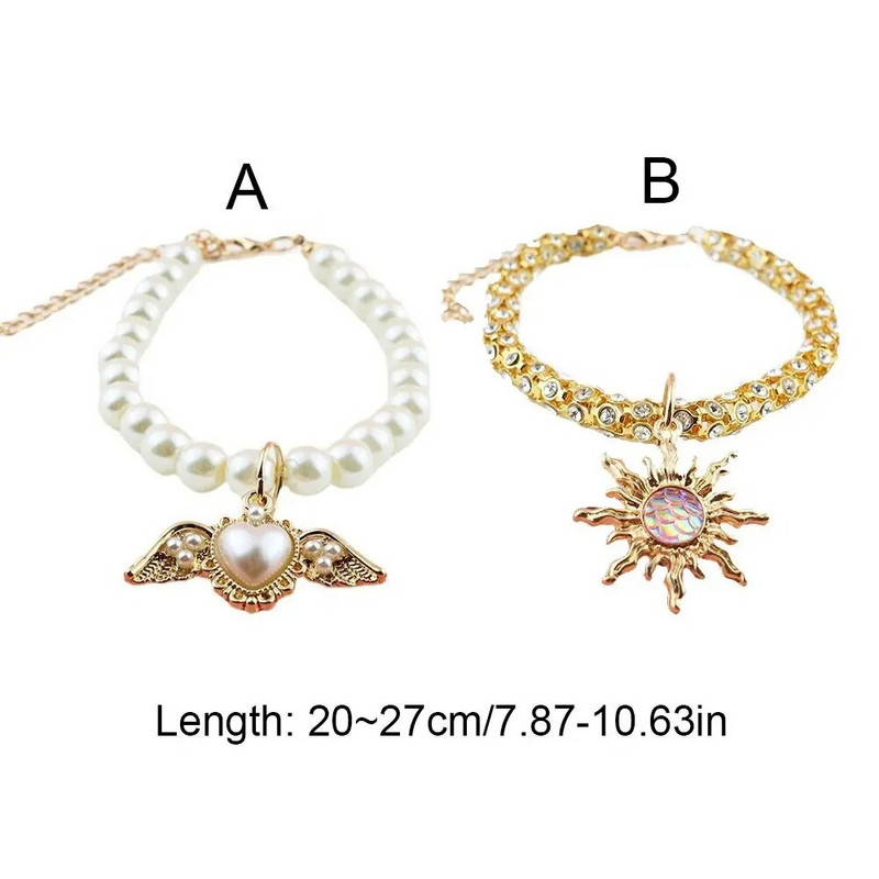 Podesiva ogrlica za mačke, luksuzni kamenčići, umjetni biser, ogrlica za mačke, pribor za kućne ljubimce za rođendansku proslavu kućnih ljubimaca