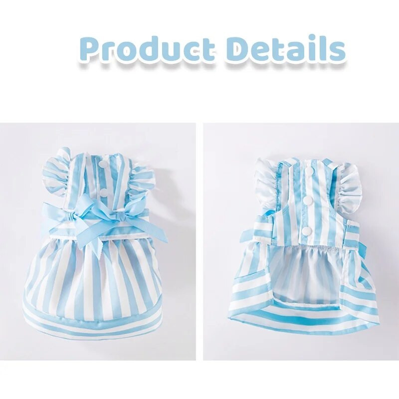 Μόδα φόρεμα πριγκίπισσας για σκύλους κατοικίδιων ζώων Γλυκό παπιγιόν Φούστα με σφεντόνα σκύλου Καλοκαιρινή ένδυση για κουτάβι Χαριτωμένο ριγέ φόρεμα γάτας Ρούχα σκύλου Chihuahua