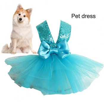 Φόρεμα κατοικίδιων σκυλιών Πριγκίπισσα φόρεμα πούλιες Big Bowknot Mesh Splicing Chihuahua Yorkshire Καλοκαιρινά ρούχα για κατοικίδια Νυφικό για σκύλους