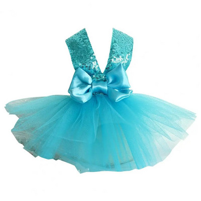 Mājdzīvnieku kleita Suns Princeses Kleita Sequins Big Bowknot Tīkls Savienojums Čivava Jorkšīras vasaras mājdzīvnieku apģērbi Suņu kāzu kleita платье