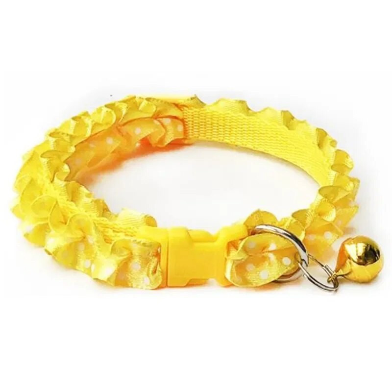 Χαριτωμένο δαντέλα Γλυκό κολιέ για κατοικίδια Κολιέ για σκύλους γάτας με μενταγιόν κουδούνι Ρυθμιζόμενο μικρό μεσαίο σκυλί Προμήθειες για κουτάβι Πόρπη ασφαλείας